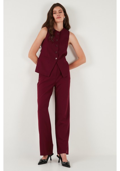 Regular Fit Bisiklet Yaka Kolsuz Düğmeli Basic Bluz Yelek Bayan Yelek 65200004