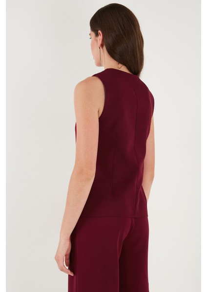 Regular Fit Bisiklet Yaka Kolsuz Düğmeli Basic Bluz Yelek Bayan Yelek 65200004