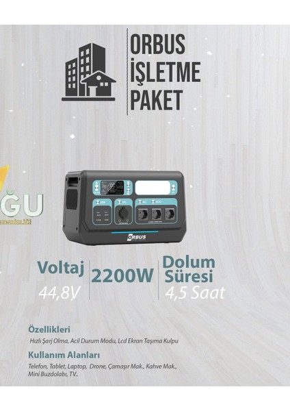 2200 Walt Işletme Paket Güç Bataryası