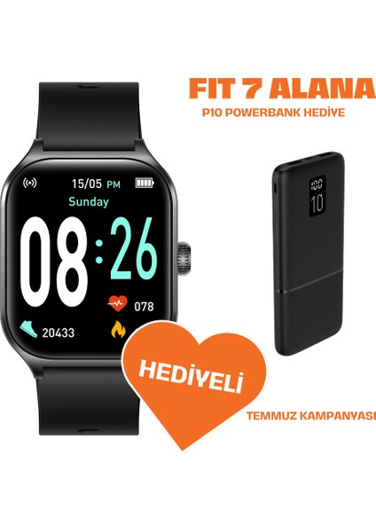 Powerbanklı Fit7 Akıllı Saat Alüminyum Kasa Spor Silikon Kordon fiyatları