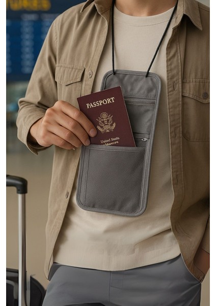 Çok Gözlü Askılı Pasaportluk Gri