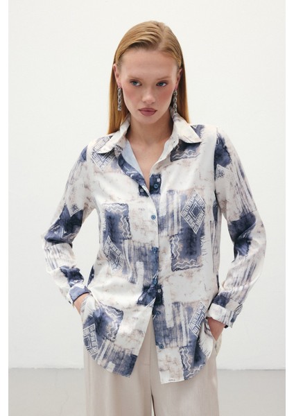 Desenli Klasik Gömlek - Gri modelleri