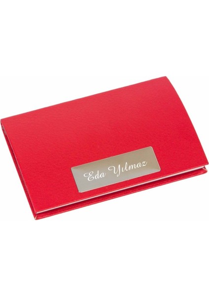 Kişiye Özel Kırmızı Renk Deri Kartvizitlik