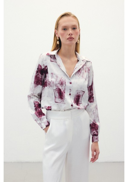 Desenli Klasik Gömlek - Bordo indirimleri