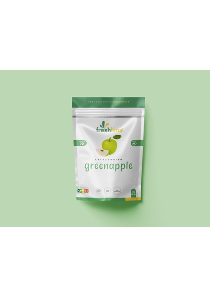 Yeşil Elma Kuru Meyve Cipsi - Dondurularak Kurutulmuş Freeze Dried Çıtır Yeşil Elma