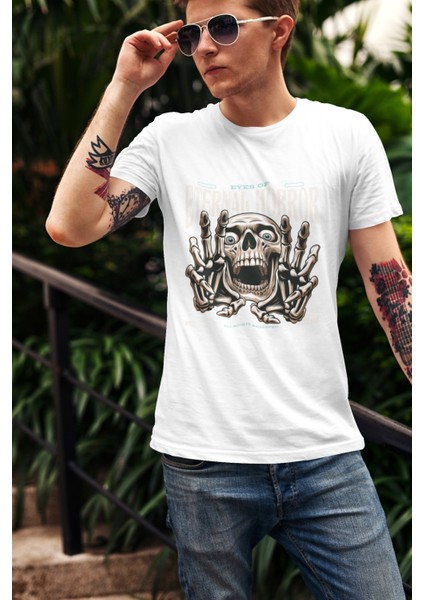 Zuno Erkek Slimfit Eternal Horror Baskılı T-Shirt