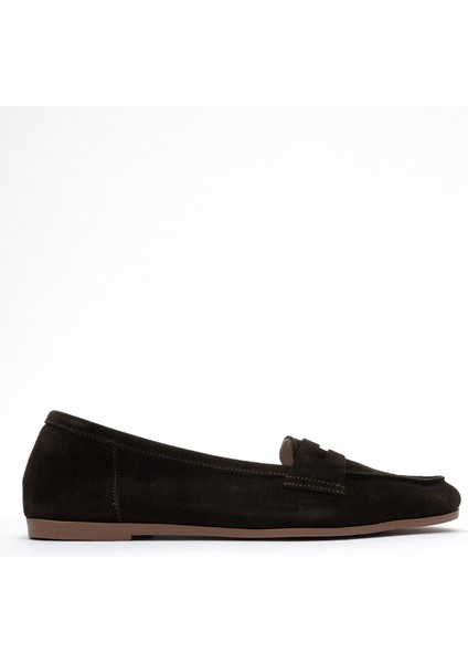 F02 Yeşil Süet Hakiki Deri Kadın Loafer Ayakkabı fırsatları