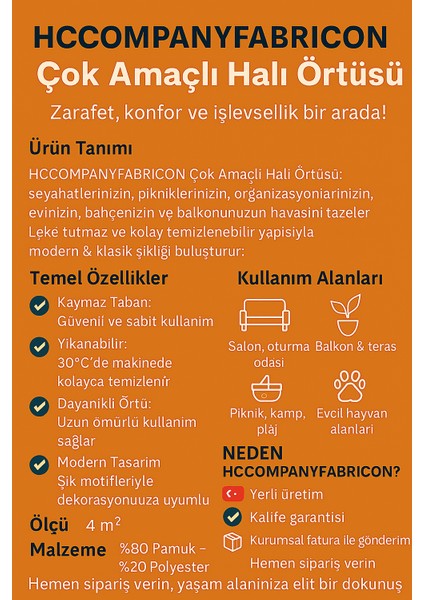 HCCOMPANYFABRİCON MODERN ETNİK EŞME KİLİM MOTİFLİ HALI ÖRTÜSÜ 4 m²