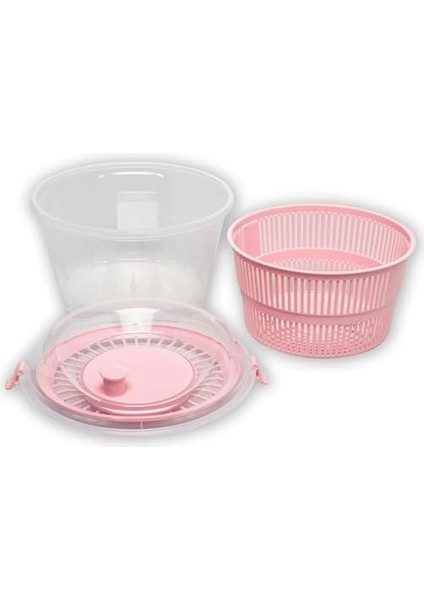 4.4 Litre Büyük Boy Vega Salata Kurutucusu - Sebze Kurutucu - Meyve Kurutucu - Süzgeç - Salata Kurutma Aleti - Pp+ (Pembe)