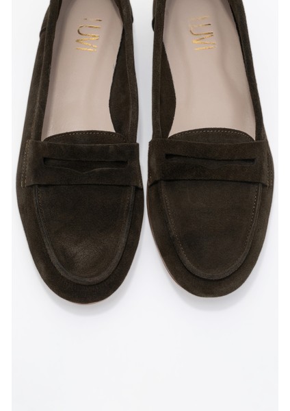 F02 Yeşil Süet Hakiki Deri Kadın Loafer Ayakkabı fiyatları