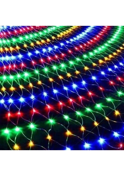 ® 1x2 Metre Dekoratif File Ağ Perde 192 LED 8 Animasyonlu Farklı Işık Modu Rgb Fişli