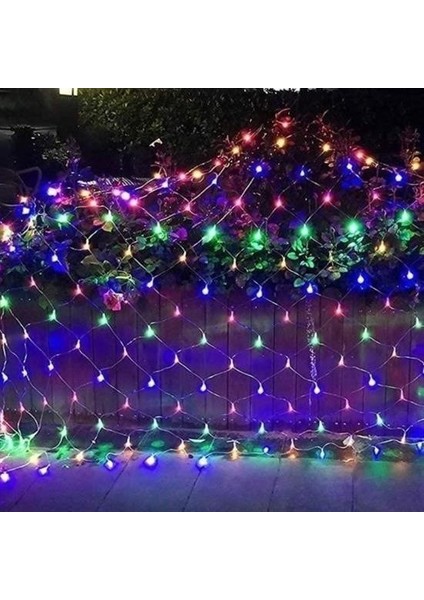 ® 1x2 Metre Dekoratif File Ağ Perde 192 LED 8 Animasyonlu Farklı Işık Modu Rgb Fişli