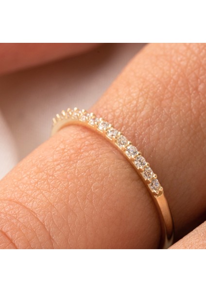 Gümüş Yüzük - Yarımtur Pırlanta Montürü Alyans-0,25 Crt Tamtur Pırlanta Montürü Alyans-925 Ayar Tamtur Alyans