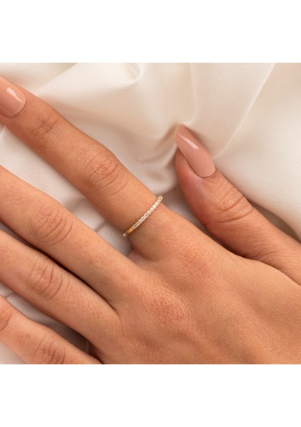 Gümüş Yüzük - Yarımtur Pırlanta Montürü Alyans-0,25 Crt Tamtur Pırlanta Montürü Alyans-925 Ayar Tamtur Alyans