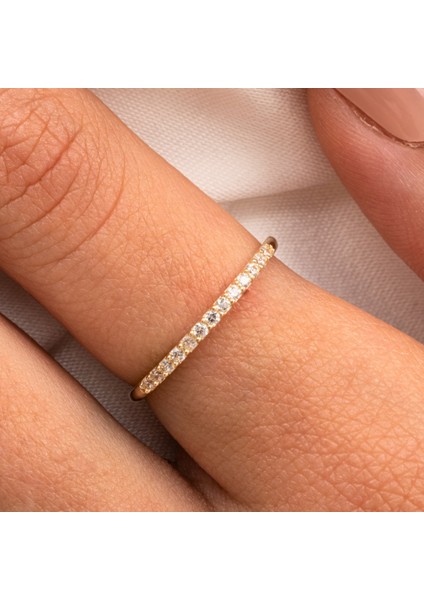 Gümüş Yüzük - Yarımtur Pırlanta Montürü Alyans-0,25 Crt Tamtur Pırlanta Montürü Alyans-925 Ayar Tamtur Alyans