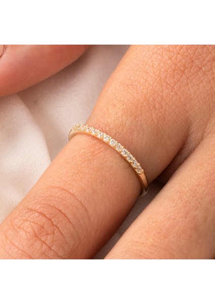 Gümüş Yüzük - Yarımtur Pırlanta Montürü Alyans-0,25 Crt Tamtur Pırlanta Montürü Alyans-925 Ayar Tamtur Alyans