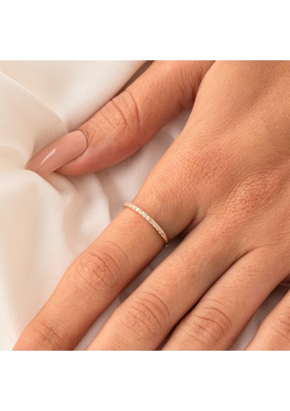 Gümüş Yüzük - Yarımtur Pırlanta Montürü Alyans-0,25 Crt Tamtur Pırlanta Montürü Alyans-925 Ayar Tamtur Alyans