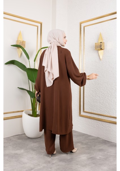 Ayrobin Kumaş Inci Detaylı Takım / T105 - Kahverengi indirimleri