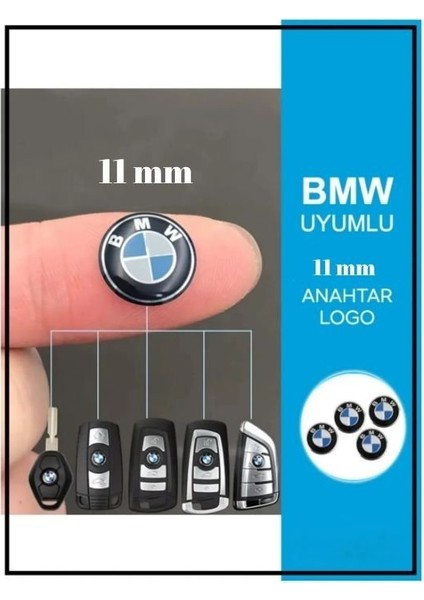 Bmw Uyumlu Anahtar Amblemi Logo 1 Adet 11 mm 1.1 cm Damla Etiket