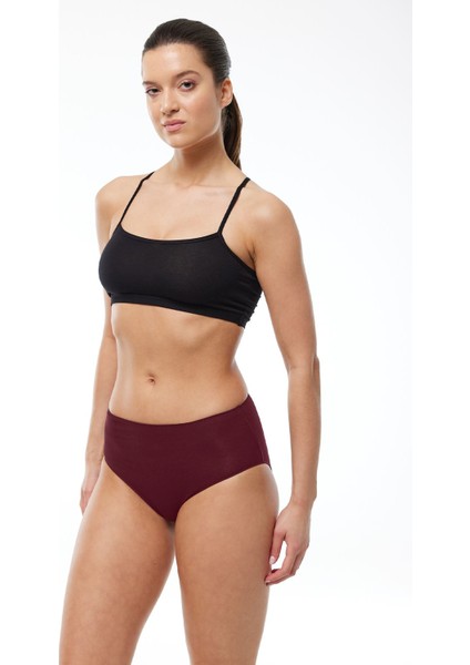 Kadın Lacivert Gri Bordo 6 Lı Paket Modal Yüksek Bel Slip Külot 1955