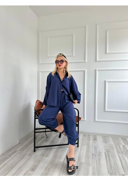 Kadın Gömlek Pantolon Takım Lacivert fiyatları