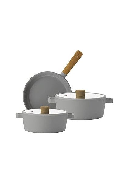 Fika Gri Tencere ve Tava Seti 5 Parça