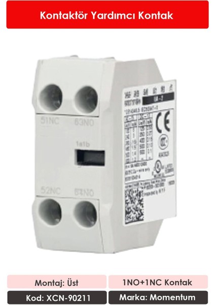 Kontaktör Yardımcı Kontak Üst 1no+1nc XCN-90211 fiyatları