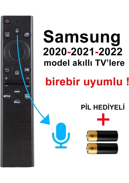 Samsung 2020-2021-2022 Model Akıllı Tv'lere Uyumlu Sesli Komut Özellikli Kumanda
