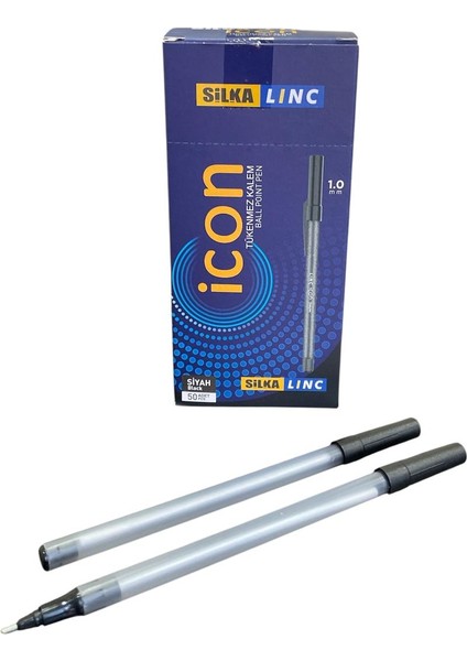 Linc Icon Iğne Uç 1.0 mm Tükenmez Kalem Siyah 50 'li ( 1 Paket )