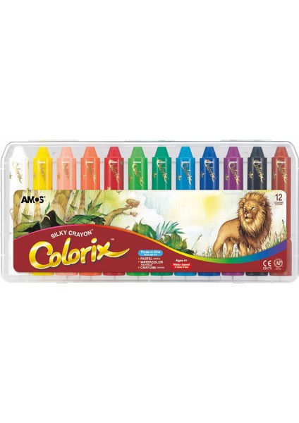 Amos CRX5PC12 Colorix Üçü Bir Arada 12&apos;li Pp Kutu, Çok Renkli