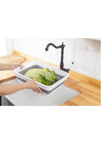 Katlanabilir Dikdörtgen Bulaşık Sepeti, 4 Litre Çok Amaçlı Katlanabilir Dikdörtgen Sepet, Katlanır Bulaşık ve Çamaşır Sepeti 20CM*27CM*8CM