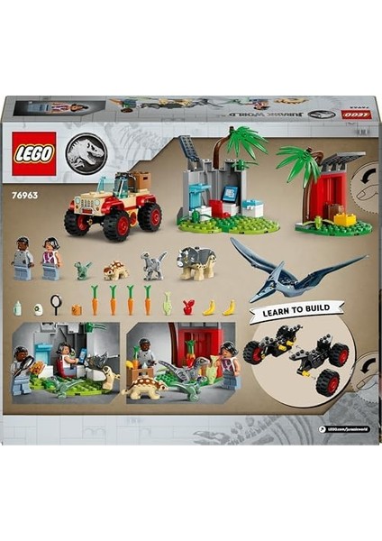 Jurassic World Yavru Dinozor Kurtarma Merkezi 76963 – 4 Yaş ve Üzeri Çocuklar Için Yaratıcı Oyuncak Dinozor Yapım Seti (139 Parça)