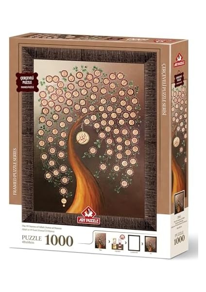 Puzzle Allah&apos;ın 99 Ismi (Esma-Ül Hüsna) 1000 Parça Çerçeveli Puzzle