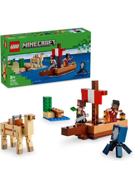 Minecraft Korsan Gemisi Yolculuğu 21259 – 8 Yaş ve Üzeri Macera Oyunları Seven Çocuklar Için Korsan, Mürekkep Balığı ve Deve Içeren Yaratıcı Oyuncak Yapım Seti (166 Parça)