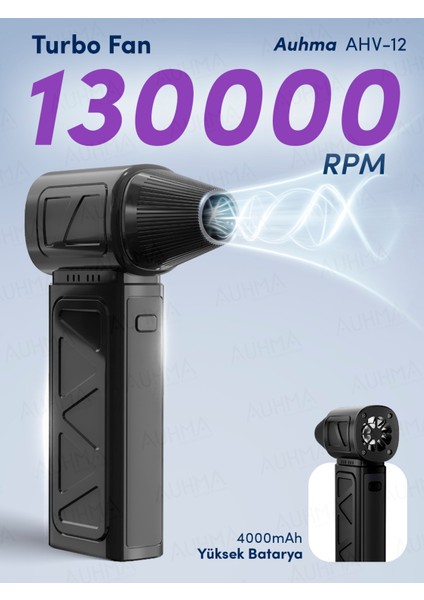 Ahv-12 Turbo Jet Fan 130.000RPM Fırçasız Motorlu Elektrikli Hava Kompresörü – 4 Vitesli, Taşınabilir Çantalı