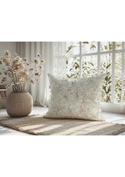 Mermer Desenli Krem Keten Kırlent Kılıfı 2 Adet indirimleri