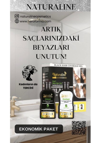 Saç Siyahlaştırıcı Şampuan Saç Rengi Yenileyici Şampuan Unisex 3ADET, Naturaline modelleri