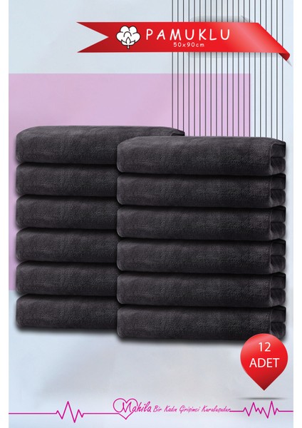 12 Adet 50X90 Mikrofiber Havlu, Berber & Kuaför Havlusu, Boya Tutmaz Havlu