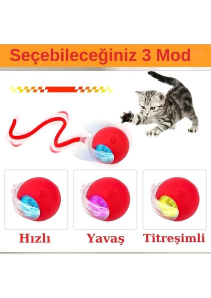 Otomatik Hareketli Top Kedi Oyuncağı USB Şarjlı Akıllı Oyun Topu Hızlı Yuvarlanan Kuyruklu Oyuncak modelleri