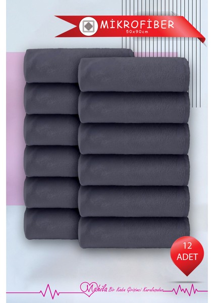 12 Adet 50X90 Mikrofiber Havlu, Berber & Kuaför Havlusu, Boya Tutmaz Havlu