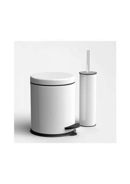 Beyaz 5 Litre 2&apos;li Banyo Seti Pedallı Çöp Kovası Wc Klozet Tuvalet Fırça Seti Banyo Çöp Kovası fiyatları