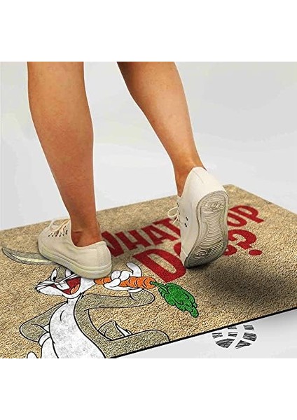 Tasarımlı Dekoratif Kapı Önü Paspas, Dış Mekan/ev Içi/banyo/mutfak/yatak Odası/giriş Paspasları (Whats Up Doc, 40X60)