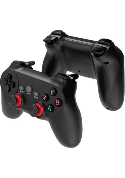 Çift Josystick 2.4g Kablosuz Oyun Kolu Pc Uyumlu Pilli Joystick Wireless Gamepad USB Dongle Bağlantı Kaymaz Tasarım 0019 Siyah (0019 - Çiftli Siyah)