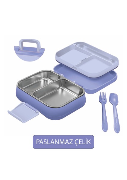 Happi Beslenme Kabı 1 Litre Paslanmaz Çelik 2 Bölmeli Sızdırmaz Yemek Saklama Kabı fırsatları