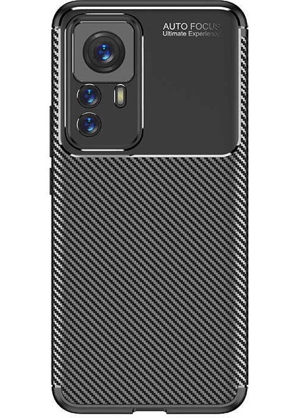 Xiaomi Mi 12T Pro Kılıf Kamera Korumalı Karbon Desenli Lux Negro Silikon - Siyah + Nano Ekran Koruyucu