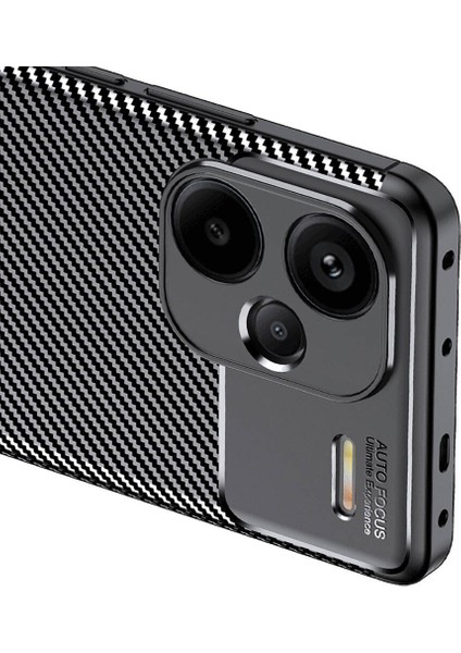 Xiaomi Redmi Note 13 Pro Plus 5g Kılıf Kamera Korumalı Karbon Desenli Lux Negro Silikon - Siyah + Nano Ekran Koruyucu