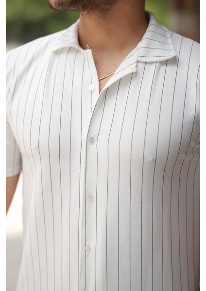Erkek Kısa Kollu Çizgili Gömlek modelleri