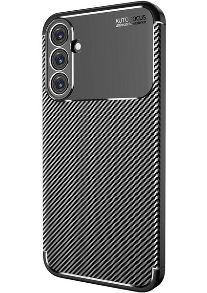 Galaxy A25 Kılıf Kamera Korumalı Karbon Desenli Lux Negro Silikon - Siyah + Nano Ekran Koruyucu