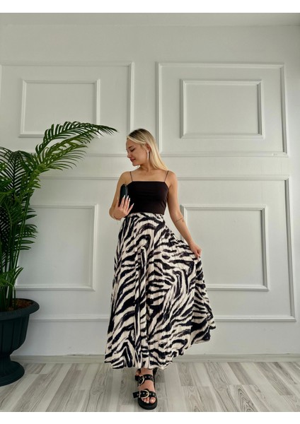 Kadın Zebra Desenli Etek Bej fiyatları