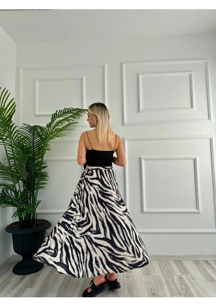 Kadın Zebra Desenli Etek Bej modelleri